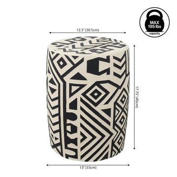 Drornzok 17.75" Geometric Drum Garden Stool - JONATHAN Y